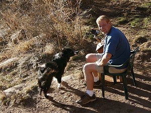 Photographer Darrell Spangler and his photo buddy Deuce