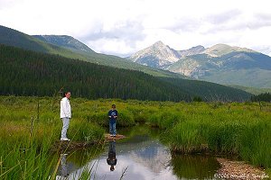 Bridget and Johnny along Colorado River headwaters in Kawuneeche Valley