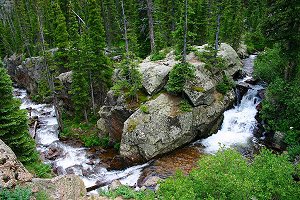 Un-named waterfall along Old Fall River Road