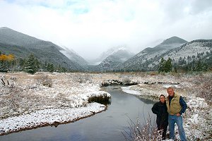 Bridget and Darrell along Fall River in Endo Valley